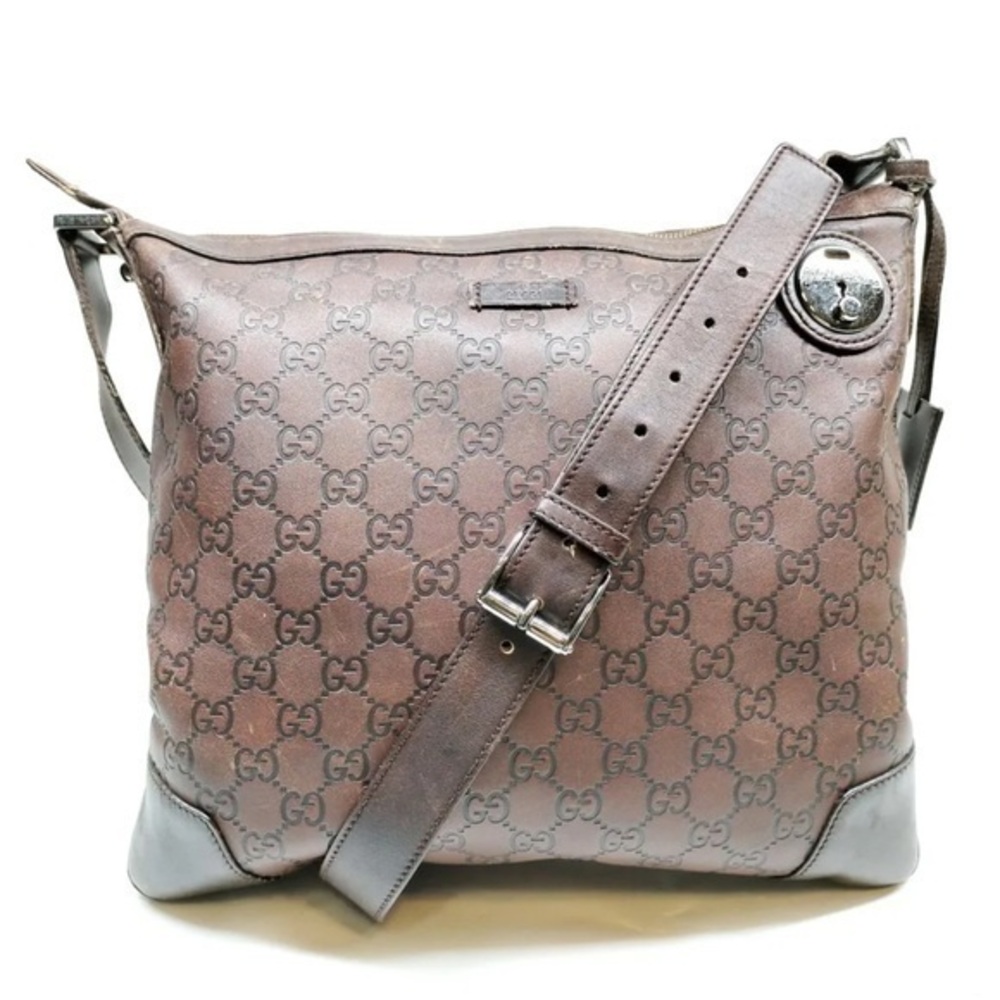 Gucci GG Brown Leather Crossbody Bag